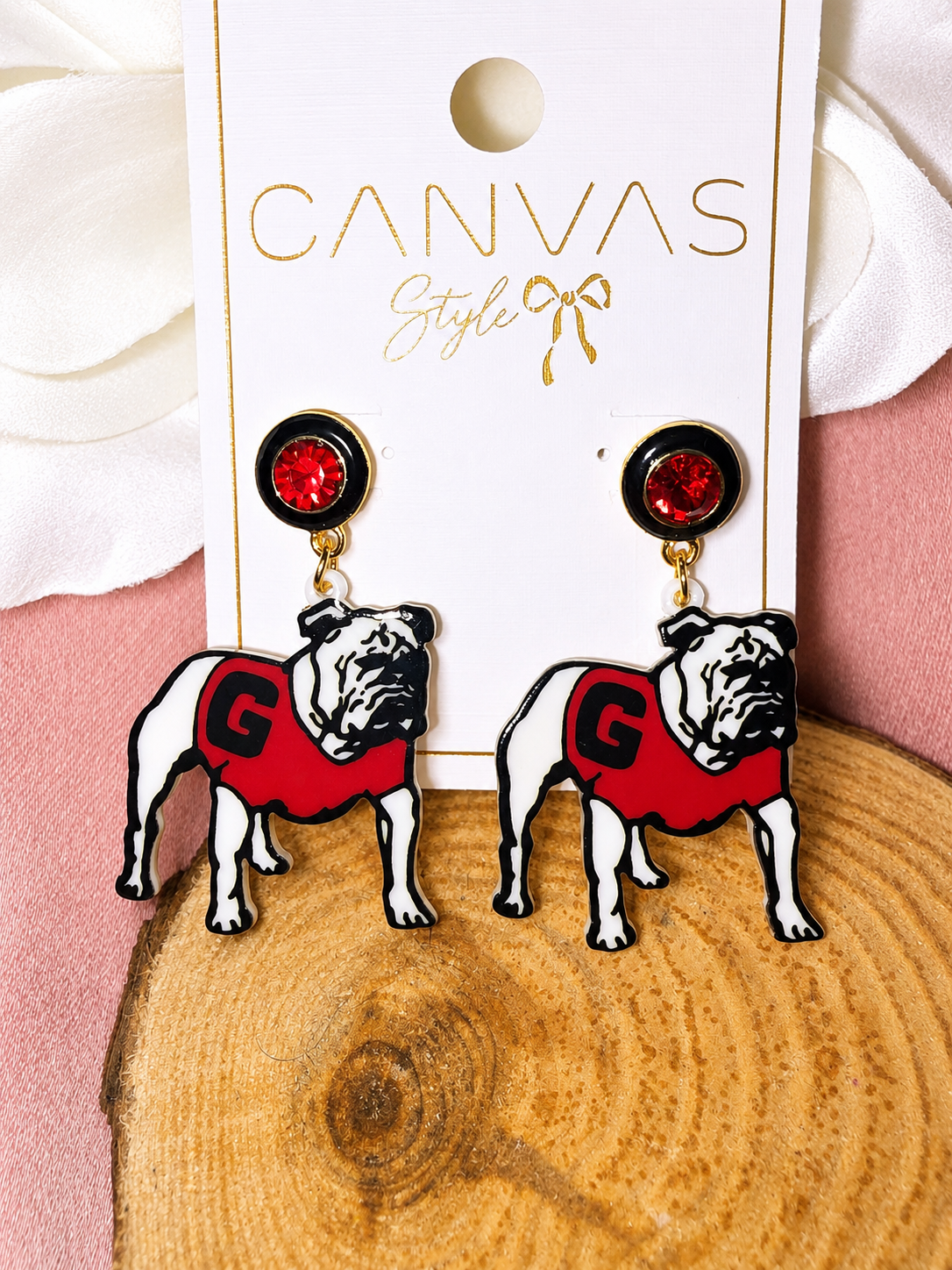 UGA Bulldog Dangle Earrings