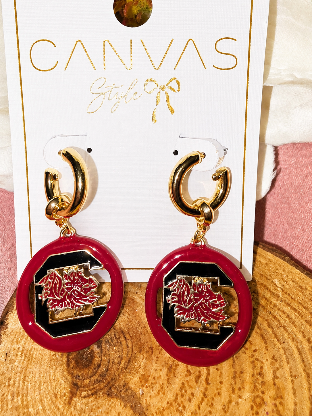 USC Gamecocks Hoop Dangle Earrings