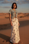 Western Print Ivory Maxi Skirt