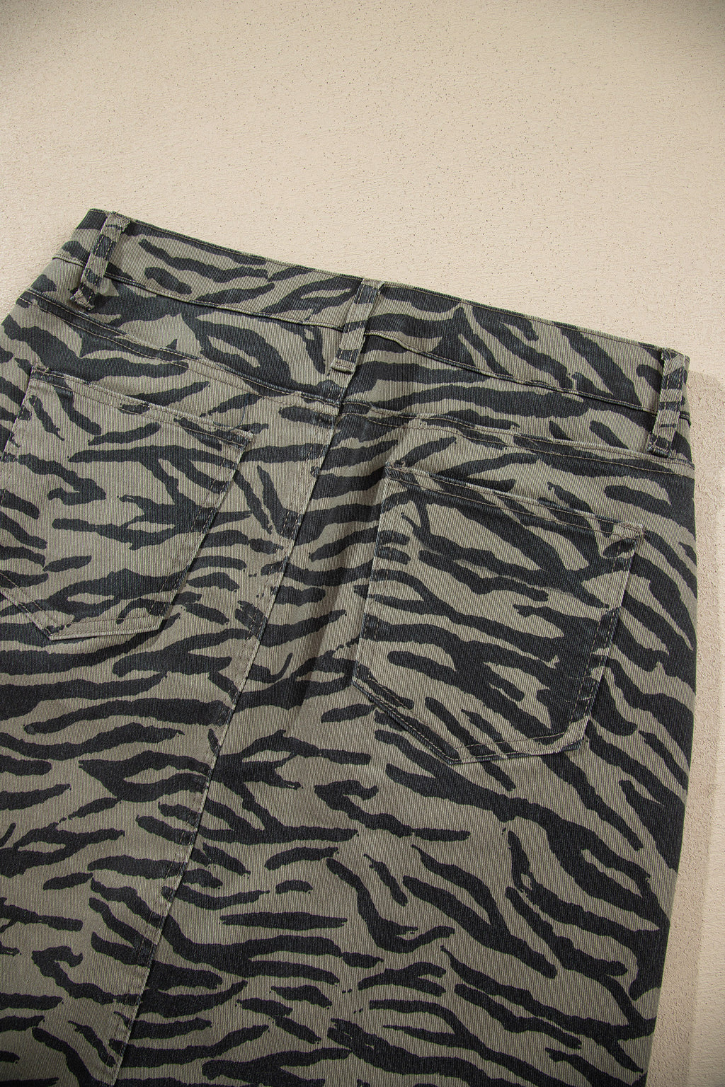 Brown Leopard Print Frayed Edge Denim Skirt Long Casual Daily Wear