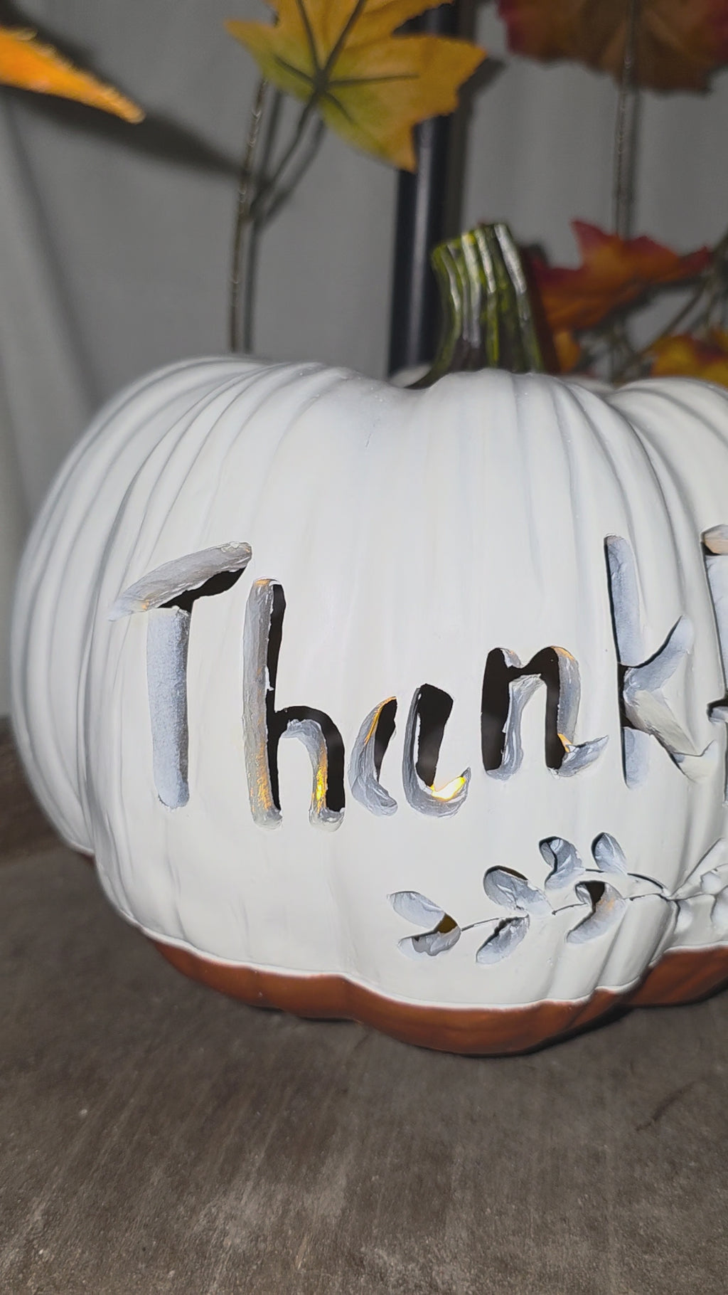 Thankful Carved Pumpkin Decoration