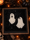 Yarn Ghost Halloween Shadow Box Sign