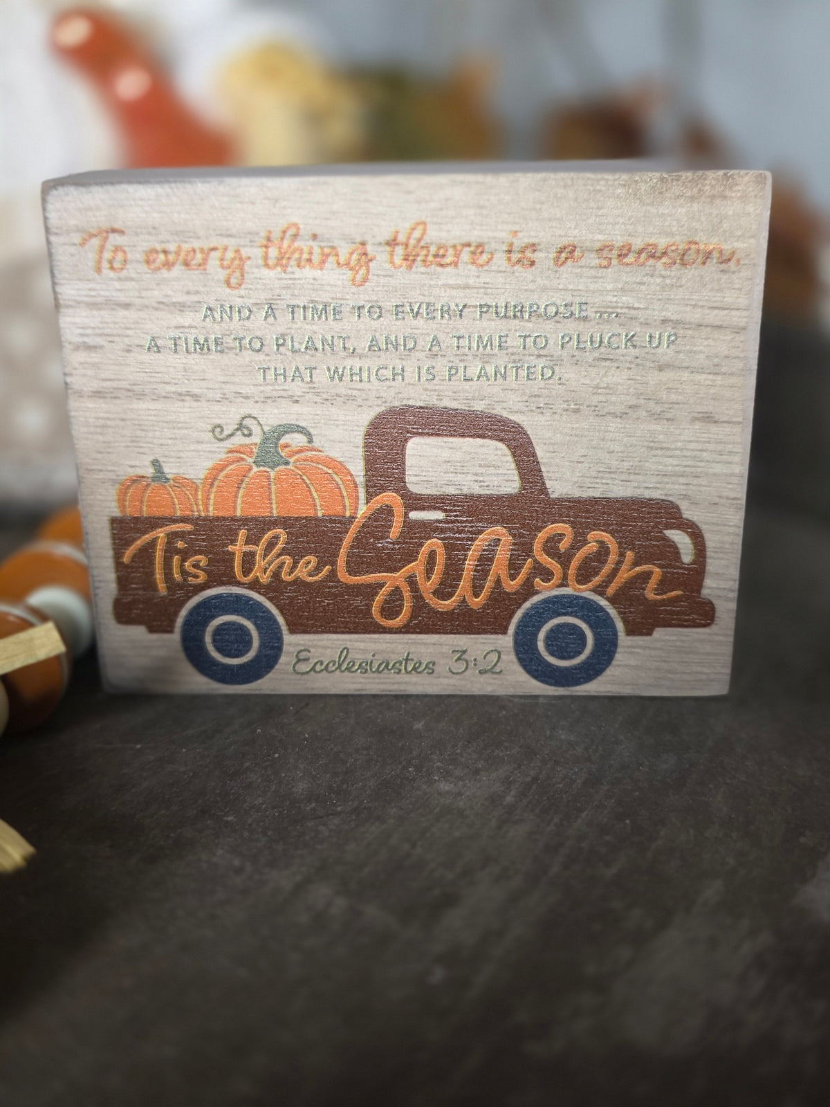 Tis the Season Wooden Block Sign – Fall Harvest Décor