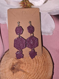 Purple Tiered Clay Leaf & Hexagon Dangle Earringscalled them