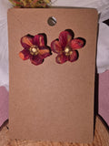 Clay Burgundy & Orange Flower Stud Earrings