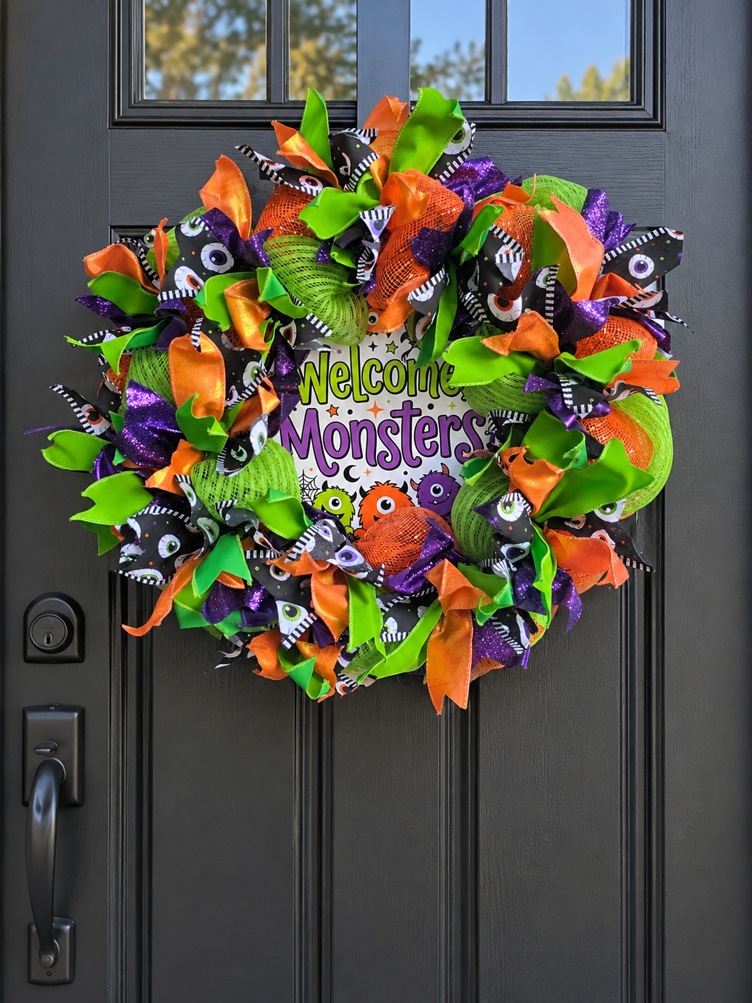 Welcome Monsters Halloween Wreath 21in