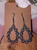 Turquoise Concho Flower Hoop Earrings