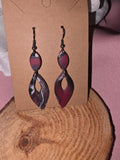 Red & Black Marble Double Teardrop Drop Earrings