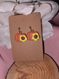 Clay Pumpkin Sunflower Dangle Earrings