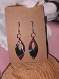 Red & Black Marble Open Teardrop Drop Earrings