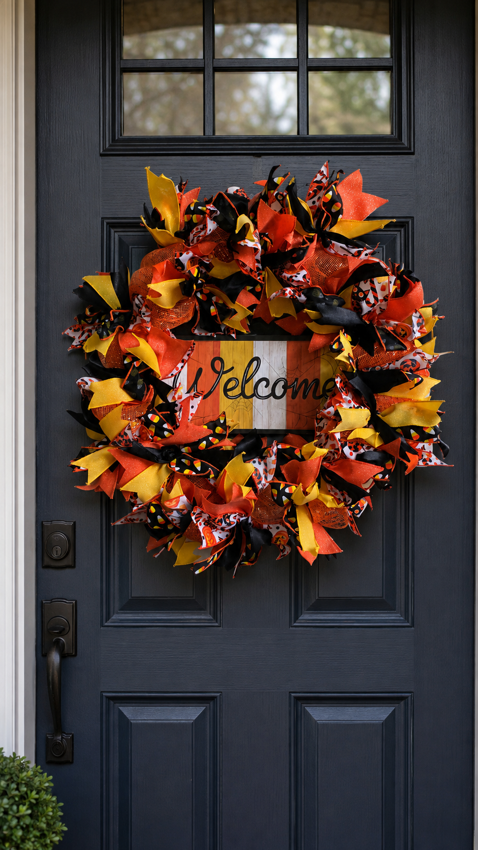 Halloween Welcome Candy Corn Wreath 26in