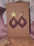Handmade Mauve Clay Open Teardrop Dangle Earrings