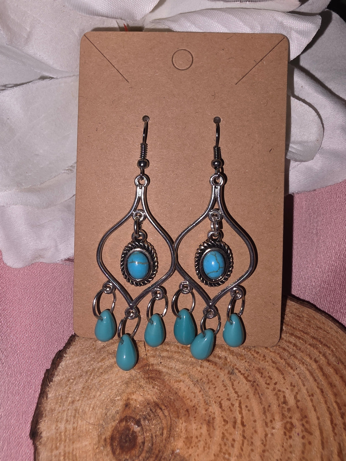 Turquoise Stone Chandelier Drop Earrings