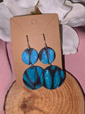Teal Double Circle Drop Earrings