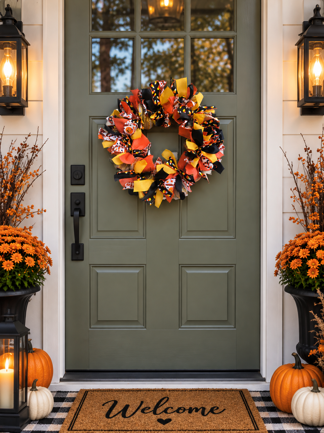 Halloween Candy Ribbon Wreath 21in