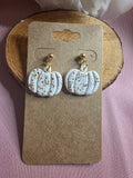 Clay White Gold Fleck Pumpkin Dangle Earrings