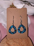 Teal Mosaic Open Teardrop Drop Earrings