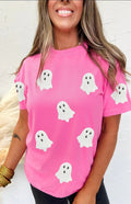 Pink Ghost Sequin Tee