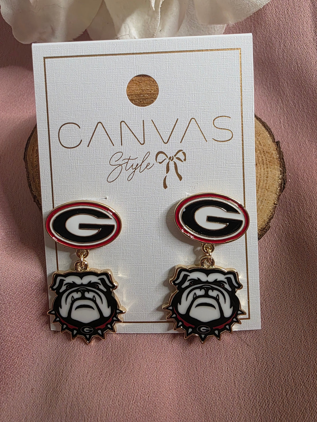 UGA Bulldogs Logo & Mascot Dangle Earrings