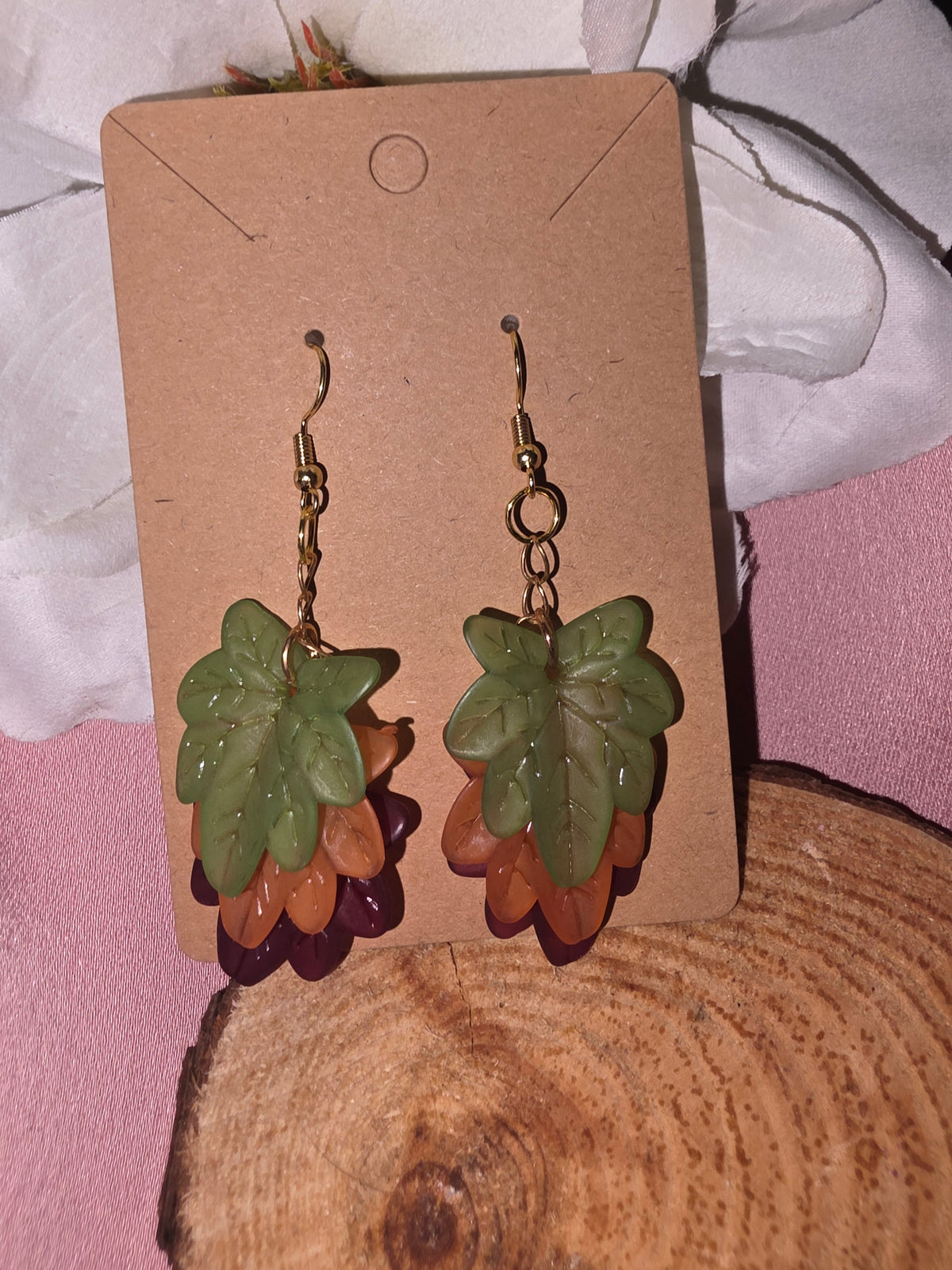 Autumn Leaf Cluster Drop Earrings