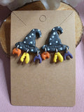 Clay Hocus Pocus Witch Hat Halloween Dangle Earrings