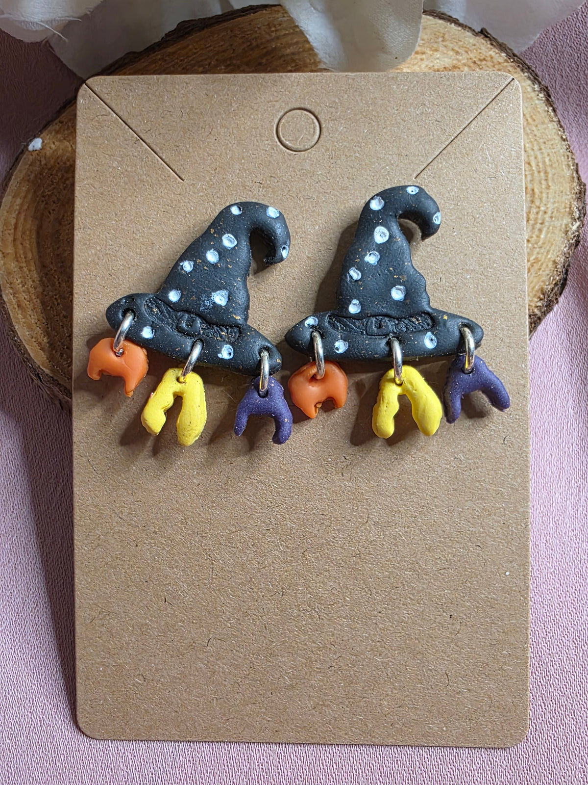 Clay Hocus Pocus Witch Hat Halloween Dangle Earrings