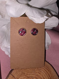 Red & Black Marble Round Stud Earrings