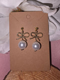 Gold Bow & Pearl Drop Earrings