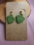 Clay Green Gold Foil Acorn Dangle Earrings