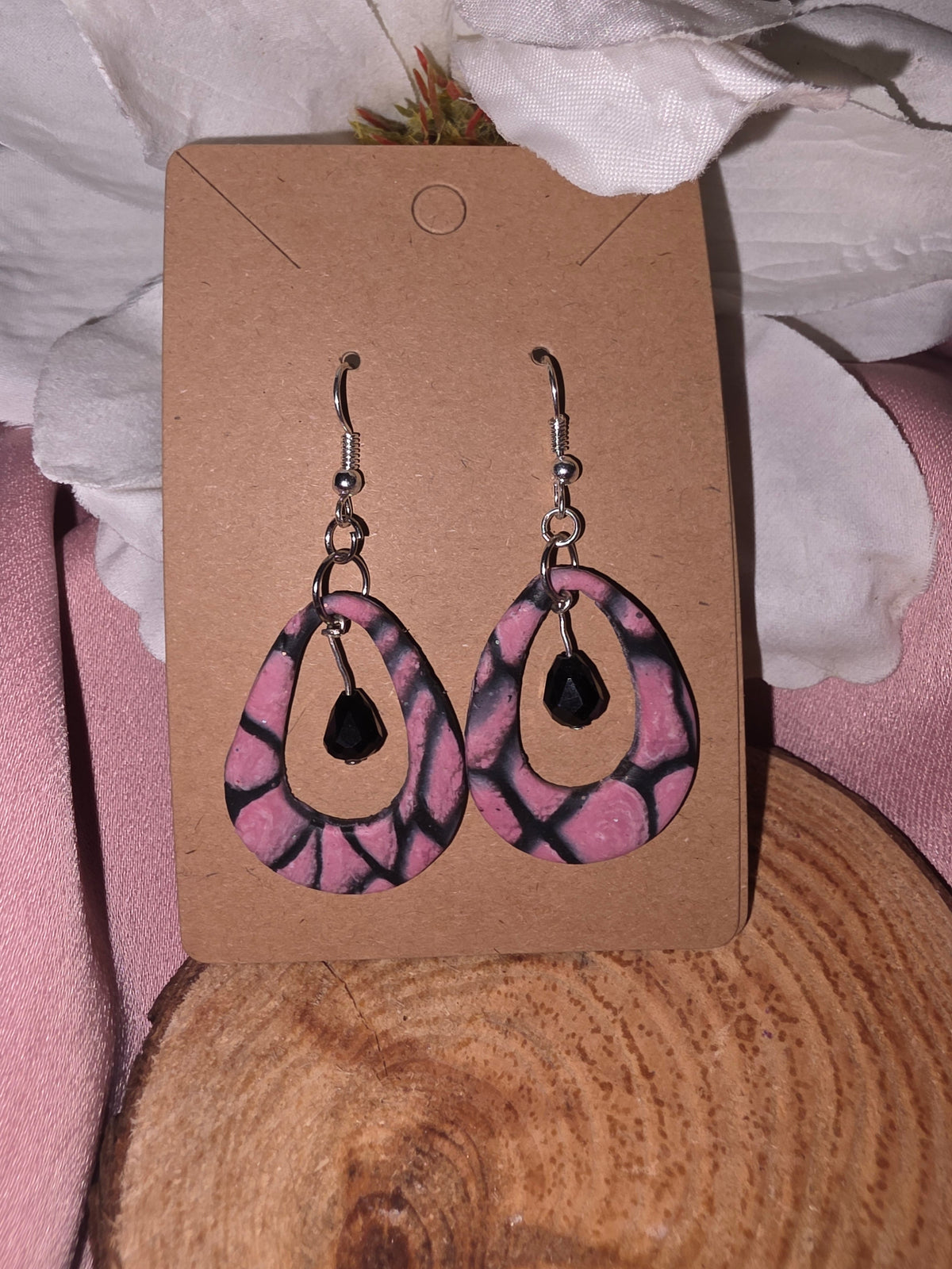 Pink Snakeskin Teardrop Drop Earrings8