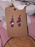 Red & Black Marble Cross Drop Earrings