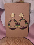 Open Teardrop Stripe Clay Earrings