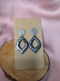 Silver Fleck Open Teardrop Dangle Earrings